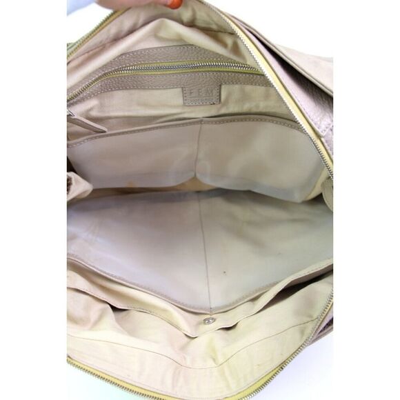 LRG FEM BEIGE TAUPE GENUINE LEATHER FLAP SHOULDER BAG X-BODY HANDBAG HOBO PURSE - Picture 11 of 16